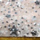 2019 hot wholesale high quality floral embroidered tulle mesh stars sequin lace fabric