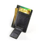 Magnet carbon fiber rfid wallet leather money clipcarbon fiber wallet