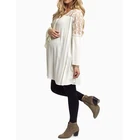Flared sleeves Ivory Lace Blouse Linen Maternity Tunic tops