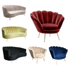 Modern gold base accent red velvet sofa chair living room