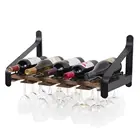 Rustic State Wall Mounted Wood Wine Rack or Liquor Bottle Storage Holders | Stemware Racks Organizer (Pine)