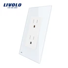 US dc hotel 15 amp switched cheap set glass plate touch power electricity double socket