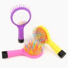 Anti-static Air Volume Paddle Smoothing Straightener Rainbow Comb Hair Brush With Mirror
