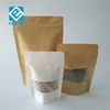 Kraft paper bag with clear window coffee bag with valve foil pouch ziplock bags custom printed doypack for food