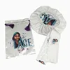 Personality Silk Satin Hair Bonnet With Colorful Logo