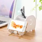 Wooden Elephant Shape Desktop Tablet Cell Pen and Phone Holder