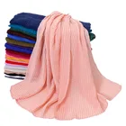 New Custom Spring Fashion Plain Shawl Scarf Cotton Wholesale Muslim Women Crinkle Hijab Scarf