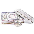 2018 new royal flower decal hotel tea cup set new bone china tea cups and saucers