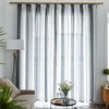 Modern Simple And Generous Mesh Curtain Fabrics Grey Stripe Tulle For Living Room Bedroom Window Screen Balcony Sheer