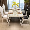 7 Piece Dining Table Set 6 Chairs Stainless Steel Kitchen Room Breakfast Furniture VP-d3005#