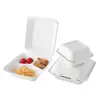 3 compartment 8*8 inch packaging box bagasse take-out box bio degradable recyclable food box for sushi