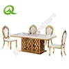 TH396-2 Stainless steel furniture gold color stainless steel dining table with marble top