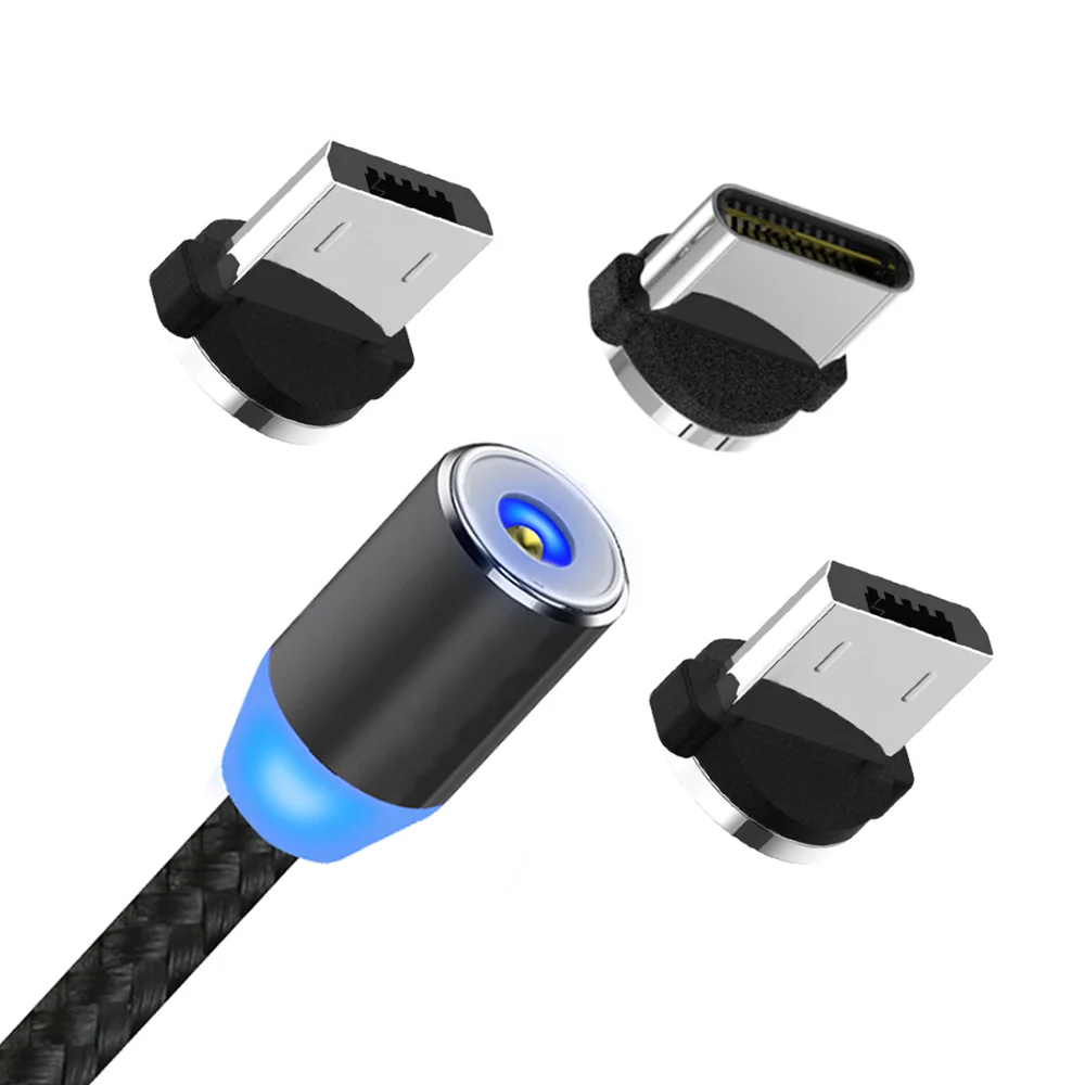 Vendita Calda 3 in 1 di Nylon Intrecciato Cavo USB Magnetico 2.0A Cavo Micro USB Con Indicatore LED 360 Gradi Veloce ricarica di Tipo C Cavo - ANKUX Tech Co., Ltd