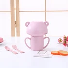 Wholesale BPA FREE Wheat Straw Biodegradable Unbreakable Plastic Bowl Cup Plate Tableware Set for Kids