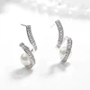 Fashion Jewellry 925 Sterling Silver Double Pearl Hoop Earrings