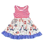 Cute little girl models tunic top baby frocks designs children 4th of july dresses wholesale