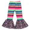 Top selling styles baby pants nice rainbow print fashion children trousers leopard flare legging for toddlers