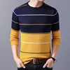 Cheap wholesale man's crew neck long sleeve slim fit stripe sweater
