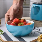 Home goods dinnerware cheap round blue decorative porcelain fruit salad bowl