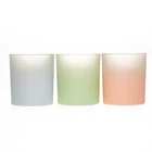 Factory supply wholesale 300 ml round shape frosted candle holder glass candle jar