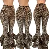 Fashion Ladies Trousers Sexy Leopard Print Pant Women Ruffles Flare Pants