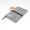 New Style High Quality Campus WoolFelt Material Cover Grey Notebook with Pen Holder
