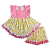 wholesale lemon pattern boutique children clothes for spring summer outfits 2019 kids ruffle mango pattern clothing