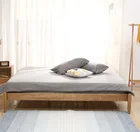 Solid wood tatami modern white oak bed hotel bedroom creative bed