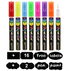 10 Color Liquid Chalk Markers Pens with Reversible Tips for glass, metal, mirrors, whiteboard