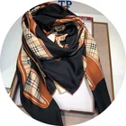printed pure silk fabric square head scarf