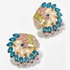 Kaimei 2019 women fashion jewelry hot selling sapphire stylish crystal diamond stud earrings for school girls