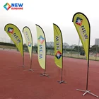 Single side print custom promotion advertising outdoor flying teardrop feather beach flag banner