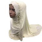 Flowers Hot drilling Muslim Modal Arab lady Full coverage lace head scarf hijab cotton