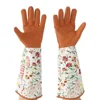 Women Ladies Long Sleeve Leather Hands Protector Gardening Gloves For Yard Pruning Trimming Use