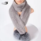 Hot Sale Winter New ladies Fashion Real Rabbit Fur Scarf Warm Stitch Color neck Scarves
