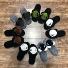 Fashionable Lady Rex Rabbit Fur Slide Slippers Summer Women Bear Indoor Fur Slippers