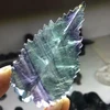 Hot Sale Natural Carving Colorful Fluorite Leaves As Gifts For Home Decoration