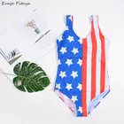 2019 cross-border good quality hot sale mature one piece high leg Flag print exotic women's swimwear