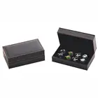 Custom Black Leather Plastic Cufflink Gift Box Packing