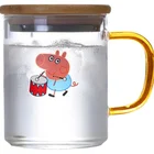 drinking borosilicate glass coffee cup with bamboo lid