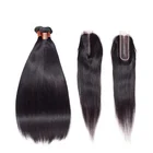 Brazilian 100% Natural Unprocessed Virgin Mink Human Hair Straight Bundles With Closure