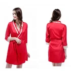 Korean style super soft and skin-friendly home dress for women, custom silk long satin pajamas silk sleepwear custom