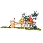 Outdoor Wooden Playground Bridge Swingsets and Playsets with Plastic Slide