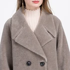 Simple design ladies long winter coat plus size wool coat woman