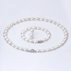Freshwater Cultured Pearl Necklace Set Includes Stunning Bracelet and Stud Earrings Jewelry for Women