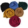 Hot Popular Solid Cotton Crinkle Hijab Scarf Women Plain Color Pleated Scarf Fashion Headwear Wraps Wholesale