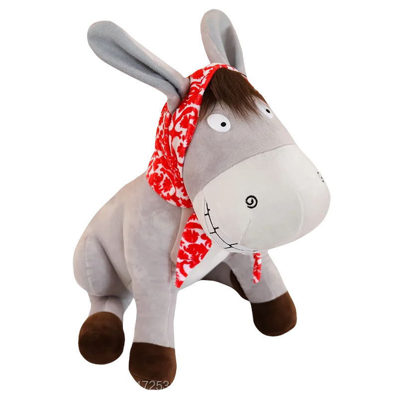Personalizado sorriso engraçado brinquedo de pelúcia bicho de pelúcia brinquedo burro com um turbante