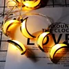 Warm White Melody 10 LED Gold crescent Moon outdoor Eid decoration led string light for Ramadan