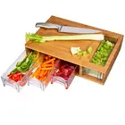 Wood Butcher Block Bamboo Cutting Board With 4 Drawers Large And Trays
