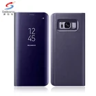 Saiboro wholesale flip leather cell phone mirror case for samsung galaxy s10 plus s10e s9 s8 plus s7 s6 edge note 8